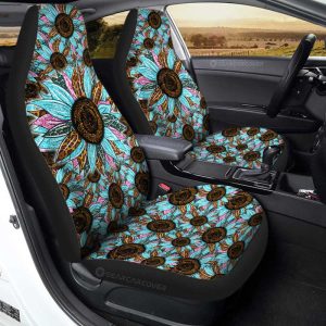 Leopard Tie Dye Sunflower Car Seat Covers Custom Car Decoration