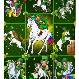 Leprechaun Unicorn Beer St Patrick Blanket