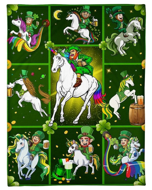 Leprechaun Unicorn Beer St Patrick Blanket