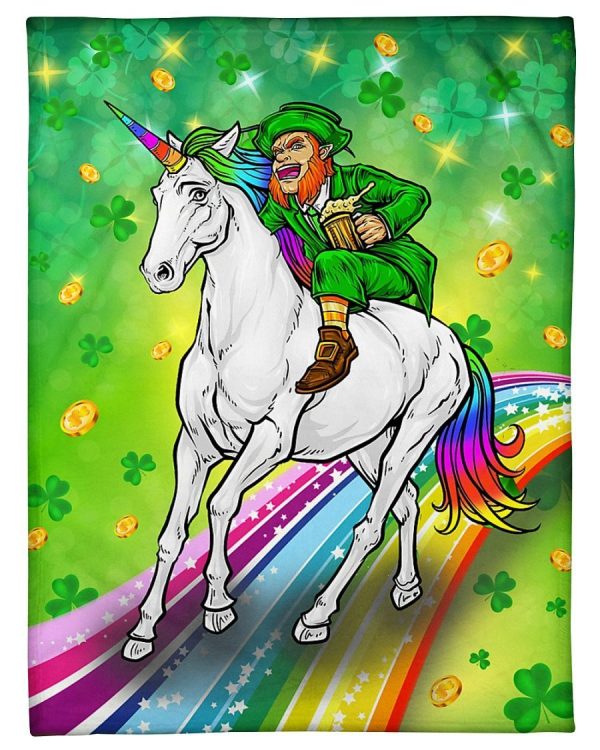 Leprechaun Unicorn Happy St Patrick Blanket