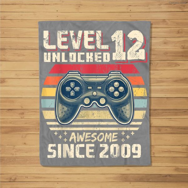 Level 12 Unlocked Awesome 2009 Video Game 12Th Birthday Gift Fleece Blanket