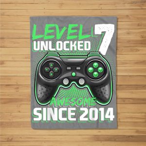 Level 7 Unlocked Awesome 2014 Video Game 7Th Birthday Gift Fleece Blanket