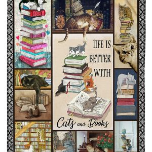 Life Is Better With Cats And Books Blanket