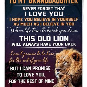 Lion Grandpa Hopes Granddaughter To Believe In Yourself Blanket