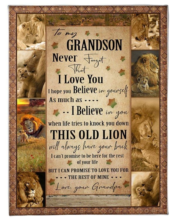 Lion Grandpa Hopes Grandson To Believe In Yourself Blanket