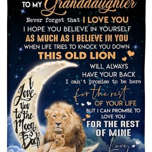 Lion I Love You To The Moon And Back Granddaughter Blanket