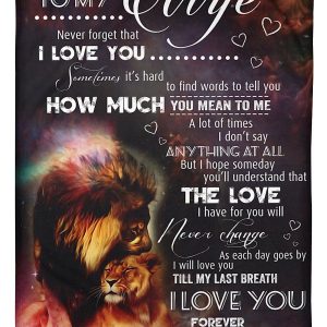 Lion Image With Meaningful Love From Husband For Wife Blanket