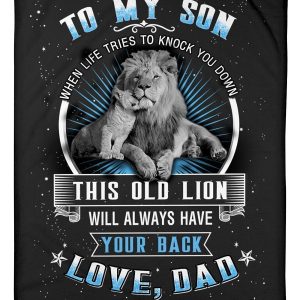 Lion Lovely Message From Dad Gifts For Sons Blanket