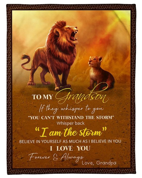 Lion To My Grandson I Love You Blanket