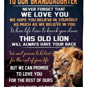 Lions Love Message Of Grandpa And Grandma To Granddaughter Blanket