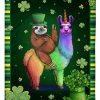 Llama Saint Patrick Fleece Blanket