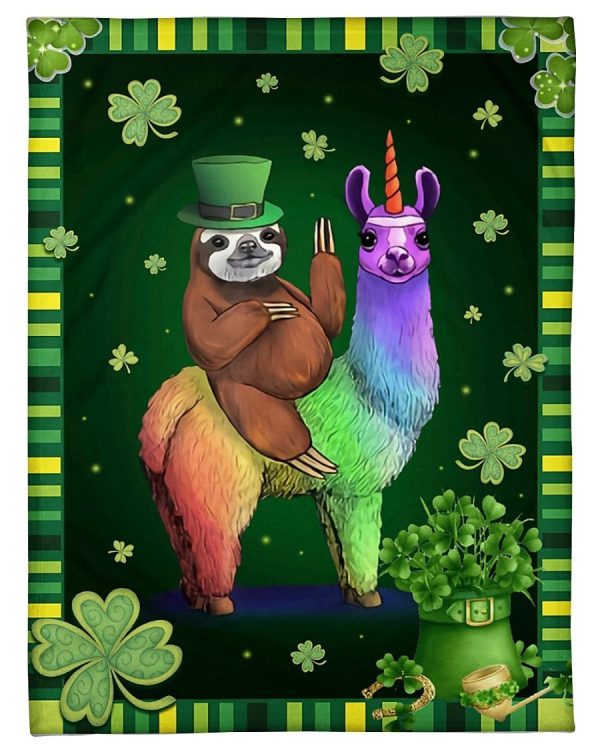 Llama Saint Patrick Fleece Blanket