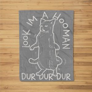 Look I’M A Hooman Funny Cat Fleece Blanket