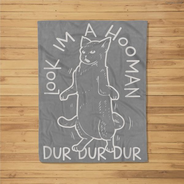 Look I’M A Hooman Funny Cat Fleece Blanket