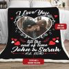 Love Anniversary  – I Love You Till The End Of Time Customized Photo  – Black Blanket