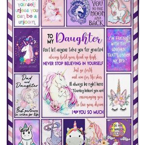 Love My Unicorn Daughter Love Dad Blanket