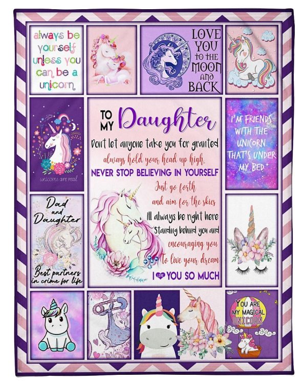 Love My Unicorn Daughter Love Dad Blanket