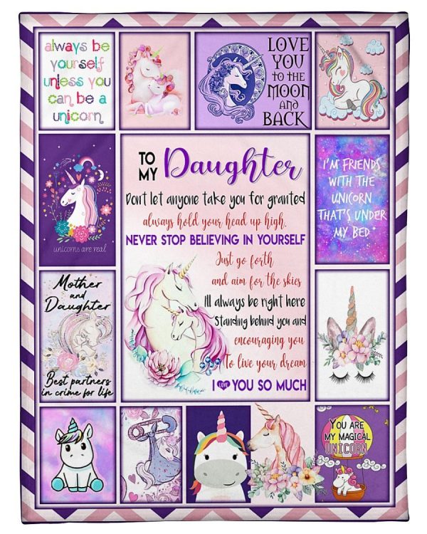 Love My Unicorn Daughter Mom Blanket