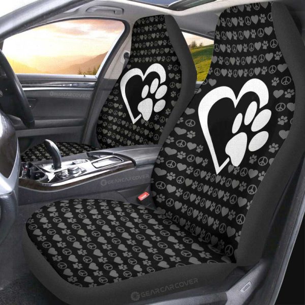 Love Peace Dog Car Seat Covers Custom Black Car Interior Accessories