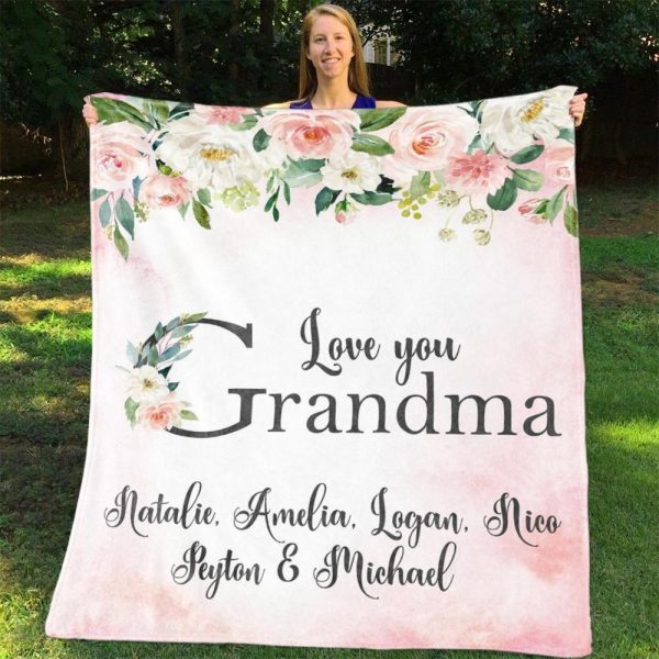 Love You Grandma Custom Text Name Blanket