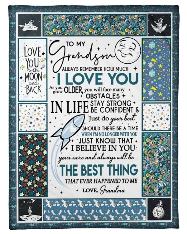 Love You To The Moon And Back Lovely Message From Grandma Gifts For Grandsons Blanket