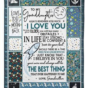 Love You To The Moon And Back Lovely Message From Grandmother Gifts For Granddaughters Blanket