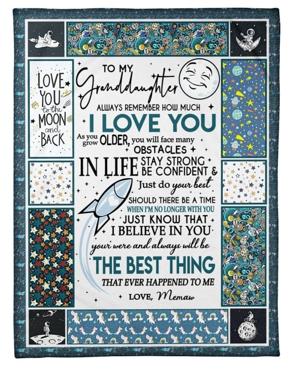 Love You To The Moon And Back Lovely Message From Memaw Gifts For Granddaughters Blanket