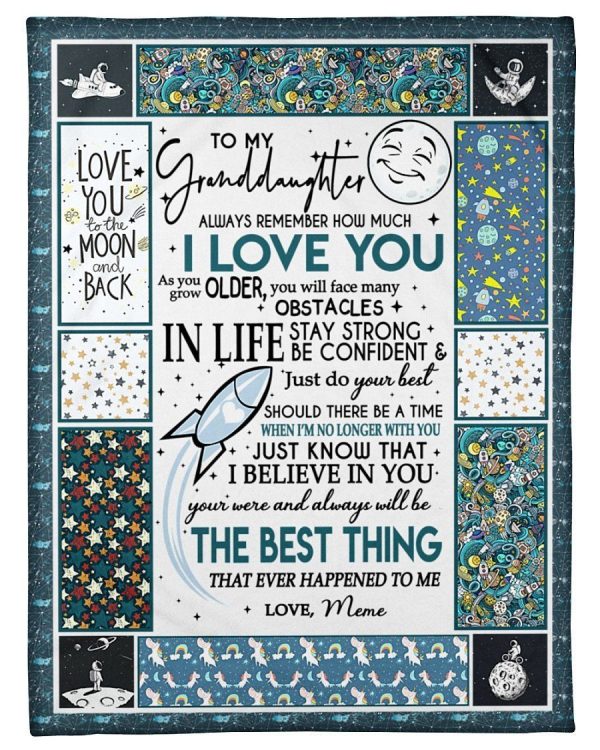 Love You To The Moon And Back Lovely Message From Meme Gifts For Granddaughters Blanket