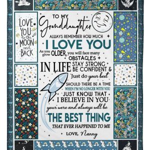 Love You To The Moon And Back Lovely Message From Nanny Gifts For Granddaughters Blanket