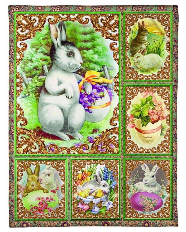 Lovely Easter Bunny Basket Eggs Blanket