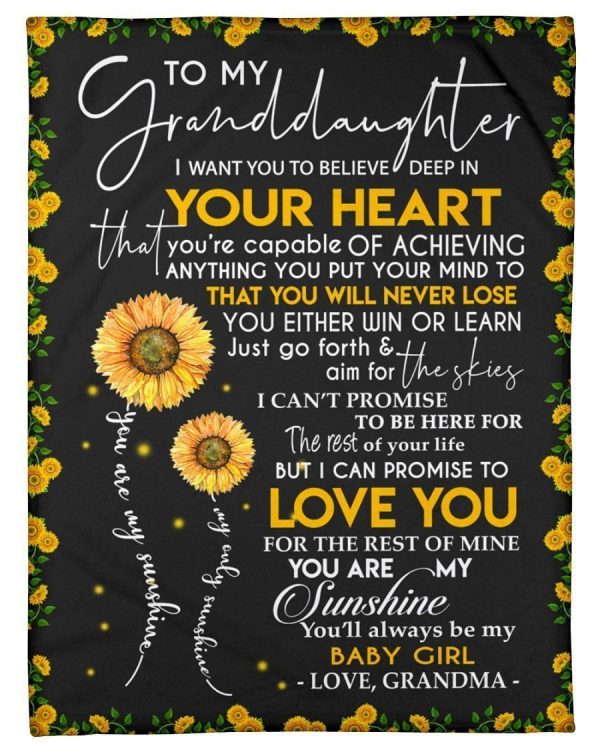 Lovely Message To Granddaughter You Are My Sunshine Gifts For Granddaughters Blanket