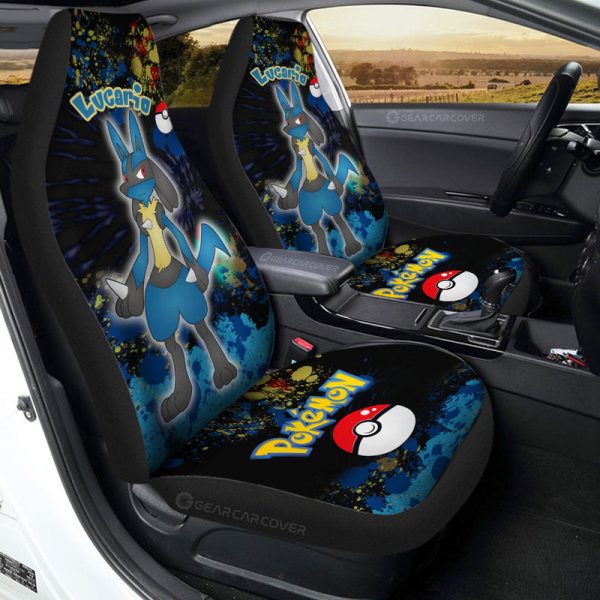 Lucario Car Seat Covers Custom Tie Dye Style Anime Car Accessories