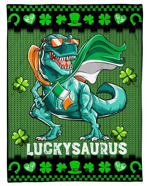 Lucky Saurus Flag Clover Blanket