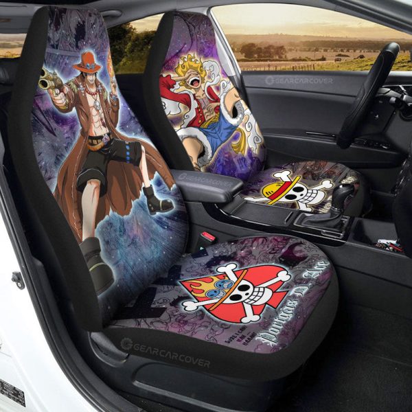 Luffy And Ace Car Seat Covers Custom Car Accessories Manga Galaxy Style