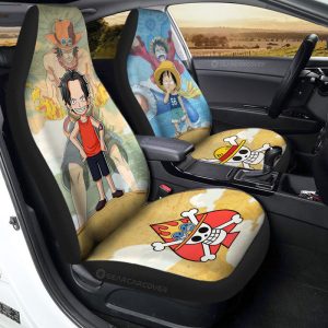 Luffy And Ace Car Seat Covers Custom Map Car Accessories For Fans