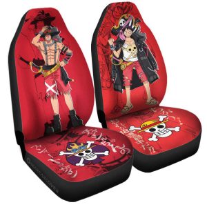 Luffy And Ace Car Seat Covers Custom Red Car Accessories