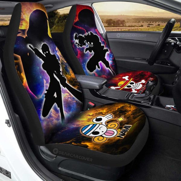 Luffy And Nami Car Seat Covers Custom One Piece Anime Silhouette Style