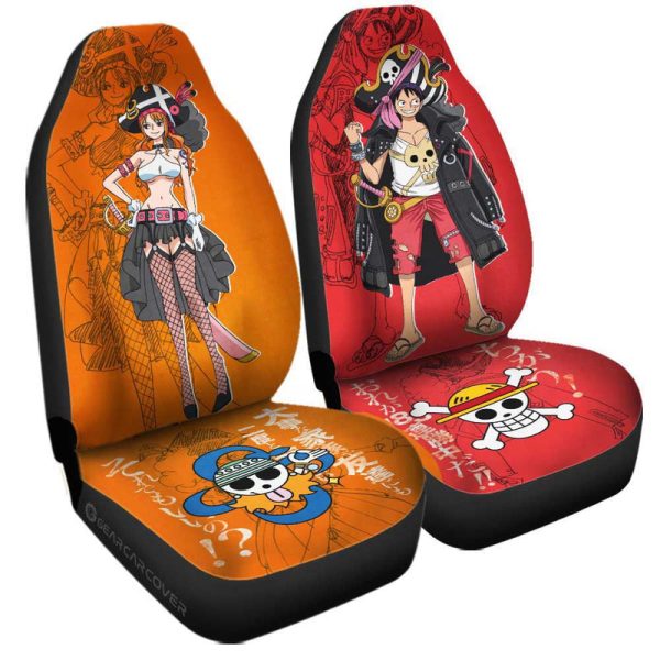 Luffy And Nami Film Red Car Seat Covers Custom One Piece Anime Car Accessories