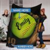 Maddie Softball Custom Text Name And Number Printed Blanket