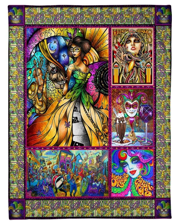 Mardi Gras Beautiful Girl Blanket