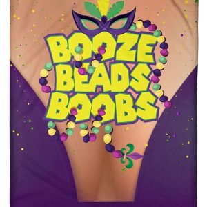 Mardi Gras Booze Beads Boobs Blanket