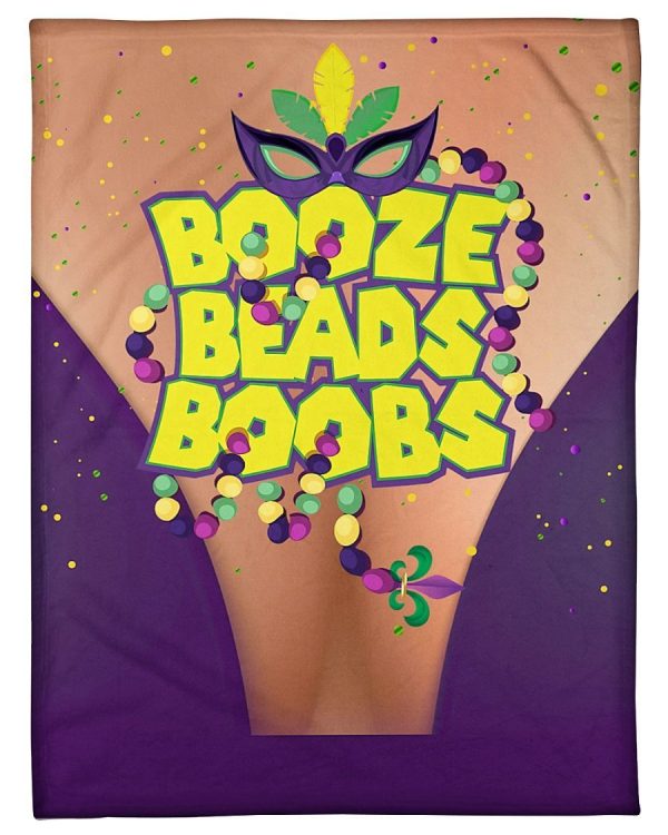 Mardi Gras Booze Beads Boobs Blanket