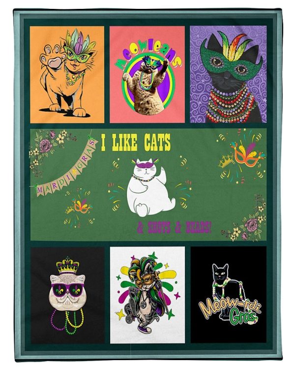 Mardi Gras Cat Blanket