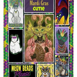 Mardi Gras Cat Cutie Blanket