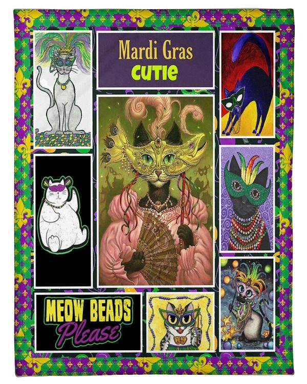 Mardi Gras Cat Cutie Blanket