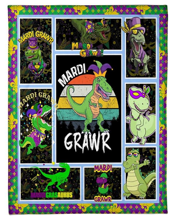 Mardi Gras Dinosaur Blanket