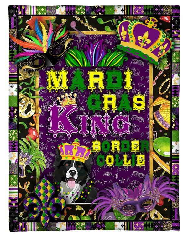 Mardi Gras King Border Collie Blanket