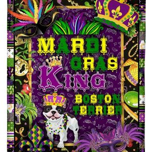 Mardi Gras King Boston Terrier Blanket