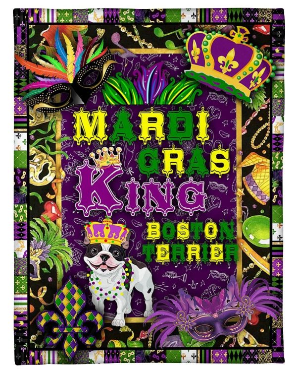 Mardi Gras King Boston Terrier Blanket