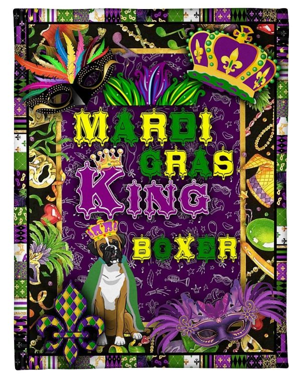 Mardi Gras King Boxer Dog Blanket